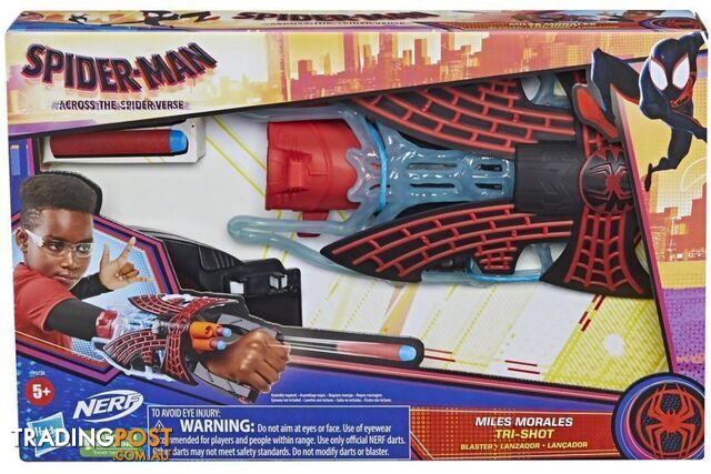 Marvel - Spider-man: Across The Spider-verse Miles Morales Tri-shot Blaster Nerf-powered Toy 3 Darts Kids Ages 5 And Up - Hasbro Hbf3734as00 - 195166173023