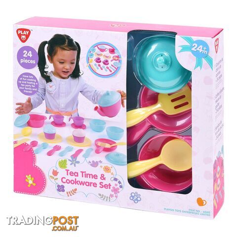 Pink Tea &amp; Cookware Set  Playgo Toys Ent. Ltd Art65492 - 4892401060600