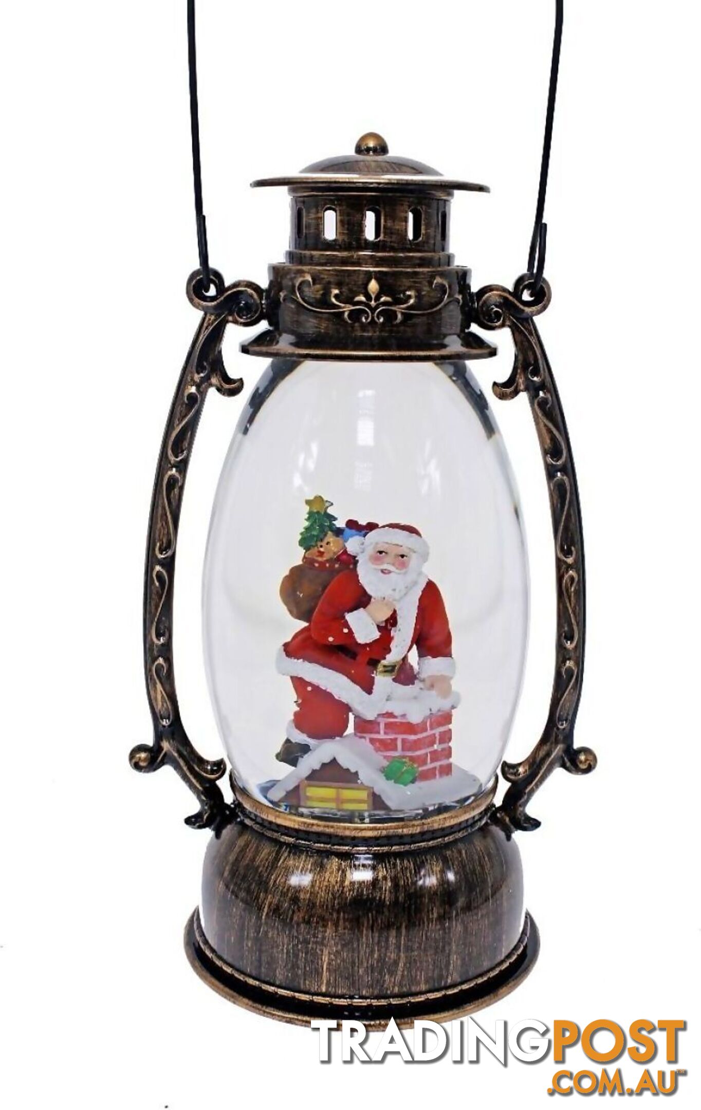 Cotton Candy - Xmas Brass Oval Lantern Santa Chimney - Ccxac017 - 9353468011523