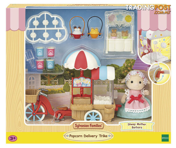 Sylvanian Families - Popcorn Delivery Trike With Sheep Mother Barbara - Mdsf5653 - 5054131056530