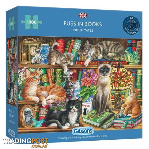 Gibsons - Puss In Books - Jigsaw Puzzle 1000pc - Jdgib061475 - 5012269061475