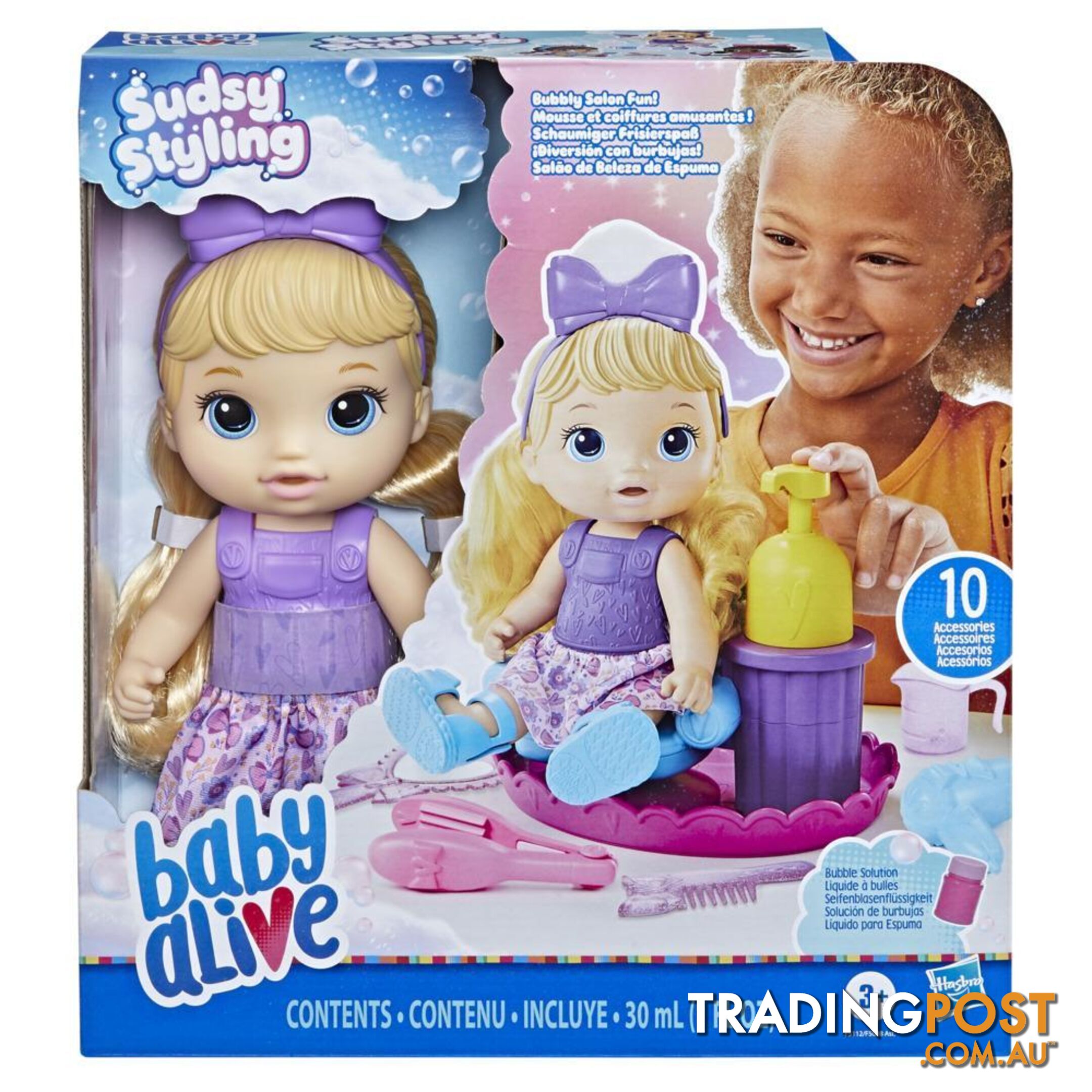 Baby Alive Sudsy Styling 12-inch Salon Baby Doll Incl Accessories Bubble Solution Hasbro - Hbf51125xoo - 5010994126896