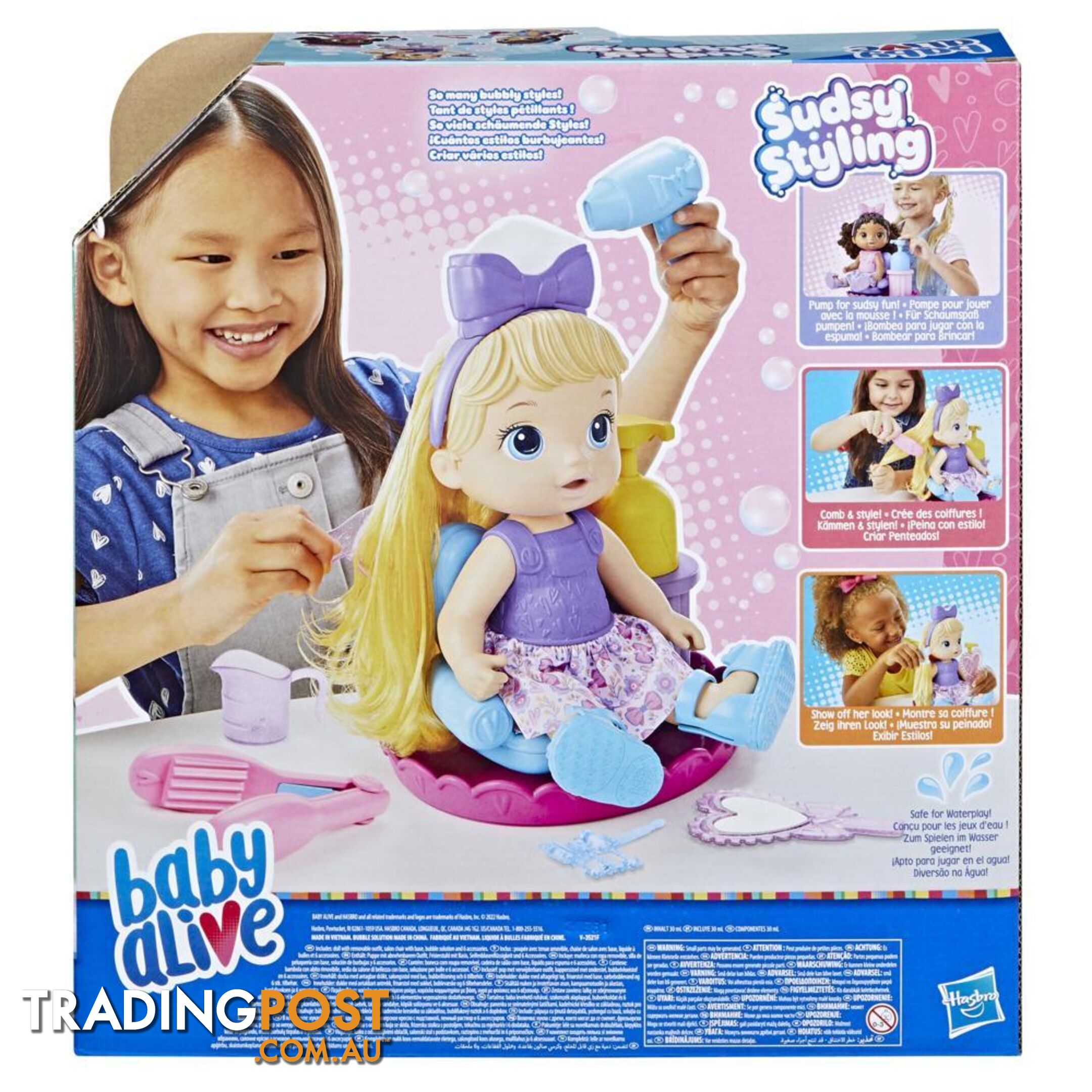 Baby Alive Sudsy Styling 12-inch Salon Baby Doll Incl Accessories Bubble Solution Hasbro - Hbf51125xoo - 5010994126896