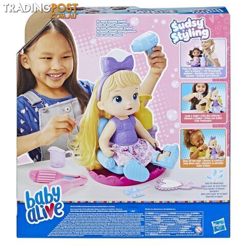 Baby Alive Sudsy Styling 12-inch Salon Baby Doll Incl Accessories Bubble Solution Hasbro - Hbf51125xoo - 5010994126896