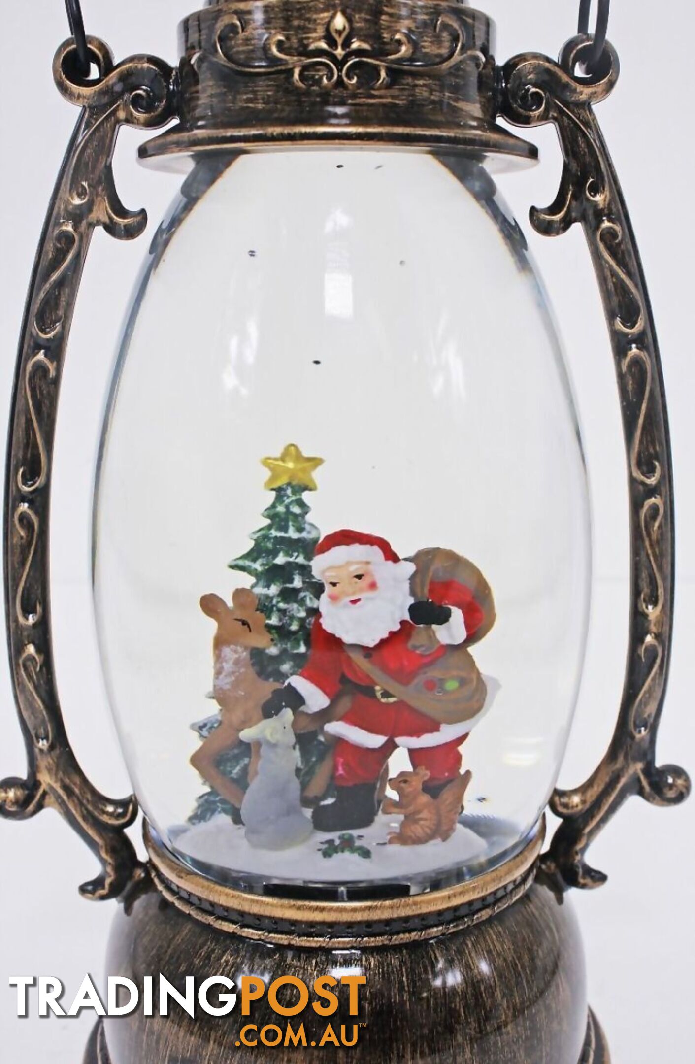 Cotton Candy - Xmas Brass Oval Lantern Santa Tree - Ccxac018 - 9353468011530