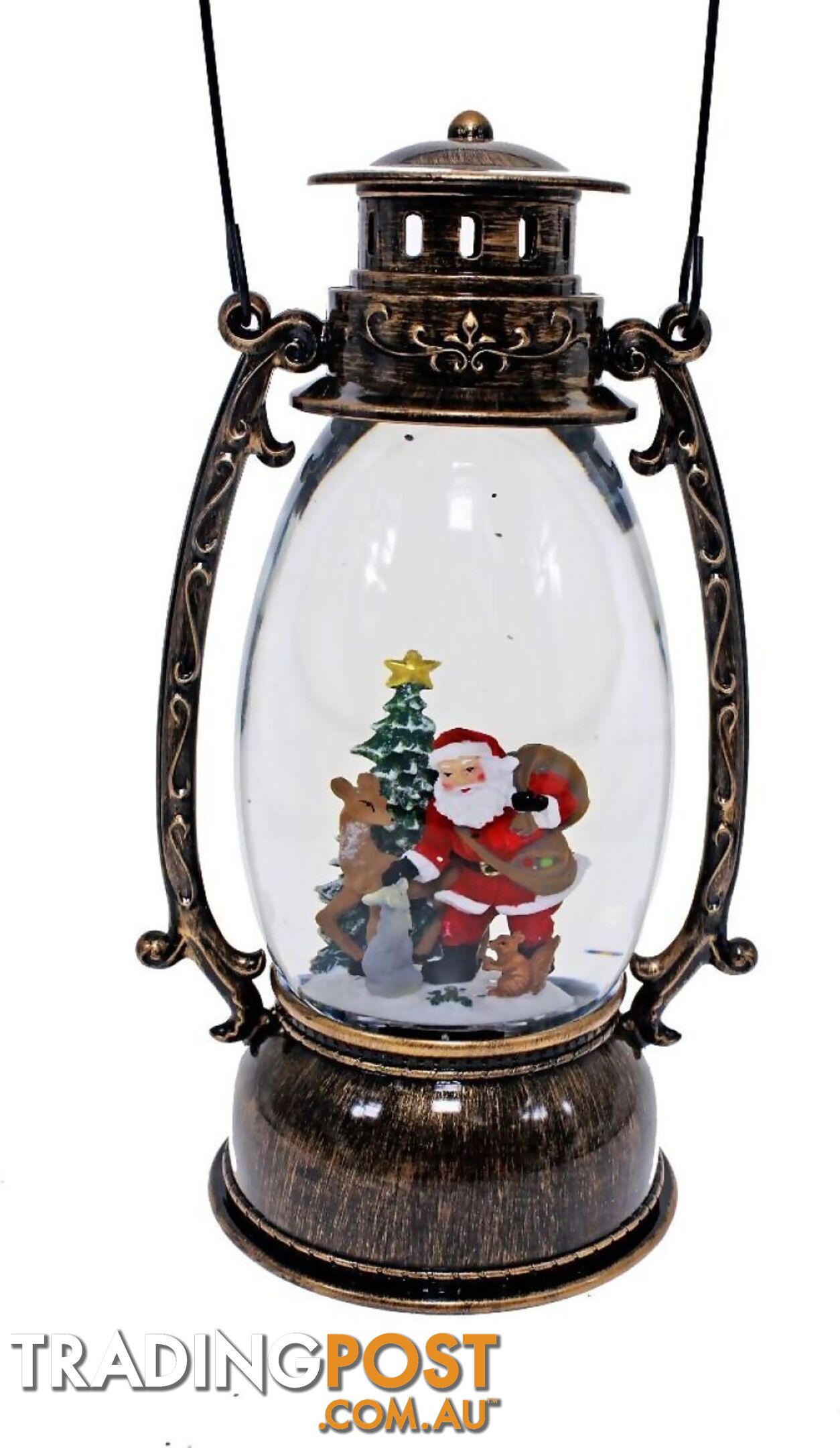 Cotton Candy - Xmas Brass Oval Lantern Santa Tree - Ccxac018 - 9353468011530