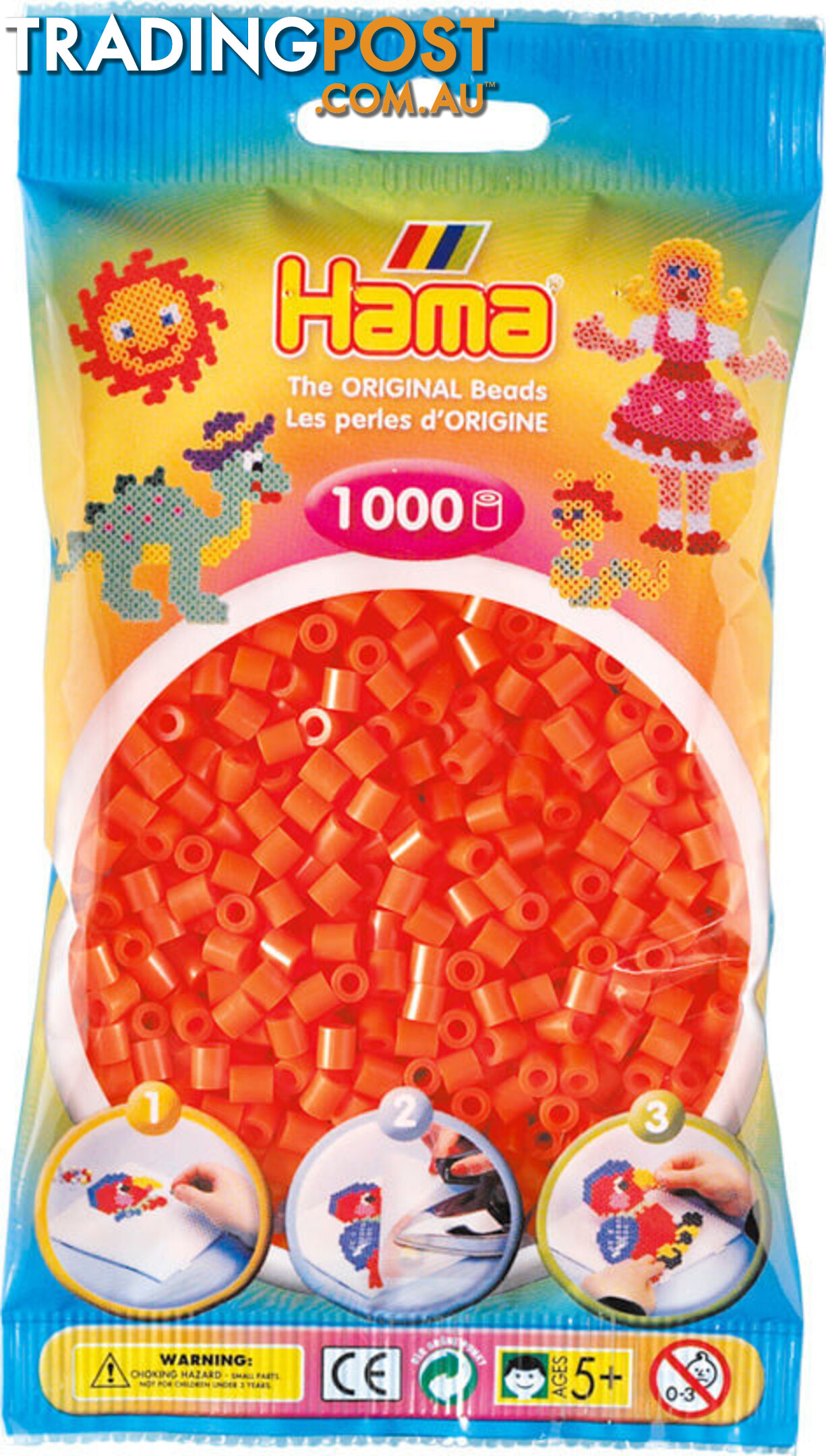 Hama - Beads 1000 Pieces Bag Orange - Gdhama - 20704 - 028178207045