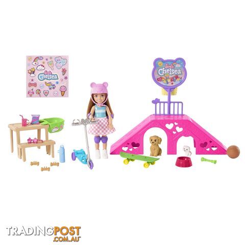 Barbie Chelsea Doll And Accessories Skatepark Playset With 2 Puppies And 15+ Pieces - Mahjy35 - 194735098279