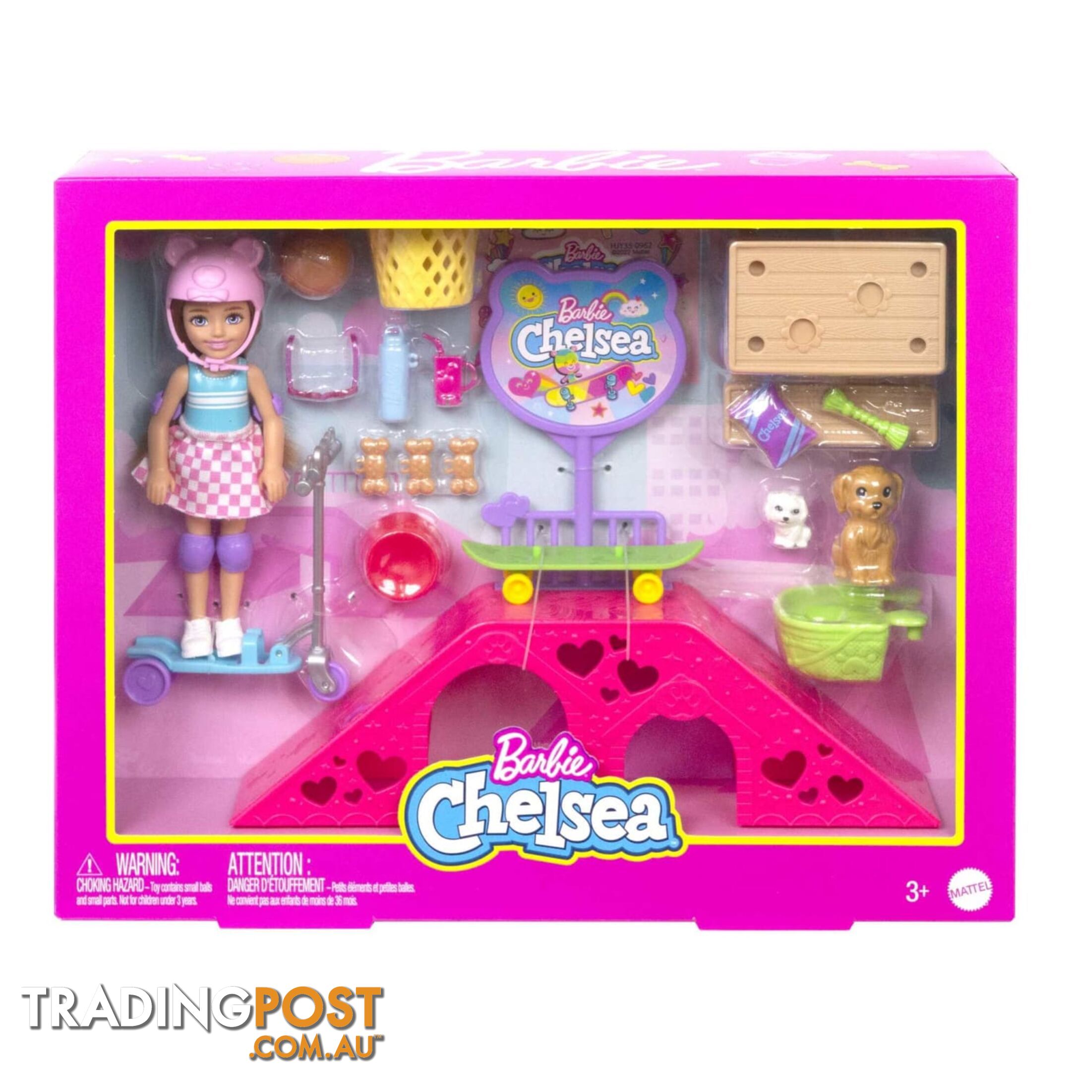 Barbie Chelsea Doll And Accessories Skatepark Playset With 2 Puppies And 15+ Pieces - Mahjy35 - 194735098279