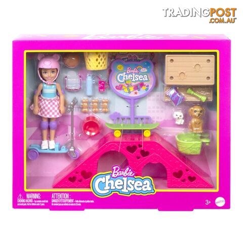 Barbie Chelsea Doll And Accessories Skatepark Playset With 2 Puppies And 15+ Pieces - Mahjy35 - 194735098279