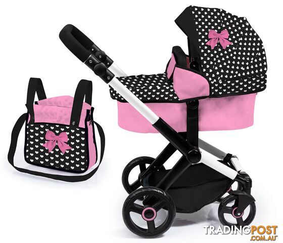 Bayer Xeo Compact Doll Pram Pink With White Hearts - Zi2117060 - 4003336170603