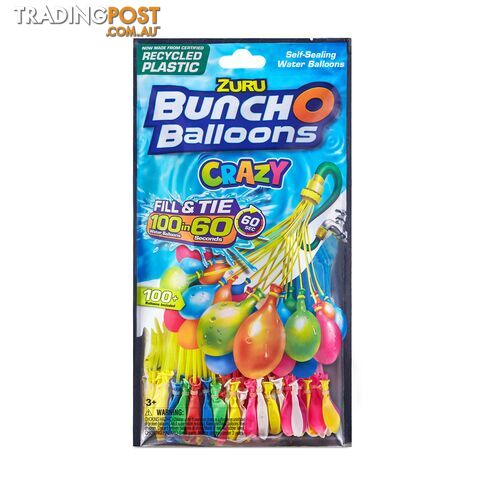 Zuru - Crazy Bunch O Balloons 100 Rapid-filling Self-sealing Water Balloons (3 Pack) By Zuru -  Bunch O Balloons Sc56321 - 193052019509