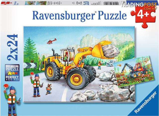 Ravensburger - Diggers At Work Jigsaw Puzzle 2 X 24pc - Mdrb078028 - 4005556078028
