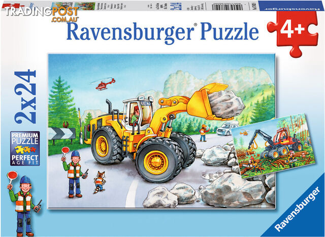 Ravensburger - Diggers At Work Jigsaw Puzzle 2 X 24pc - Mdrb078028 - 4005556078028