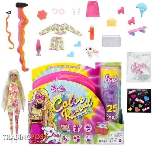 Barbie - Barbie Colour Reveal Totally Neon Fashions Tie Dye Pink - Mattel - Mahcd26 - 194735007530