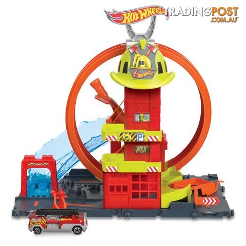 Hot Wheels® - City Super Loop Fire Station - Mahkx41 - 194735109661