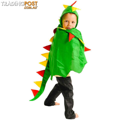 Fairy Girls - Costume Dragon Cape Green With Red/yellow Spikes - Fglh130 - 9787400001301