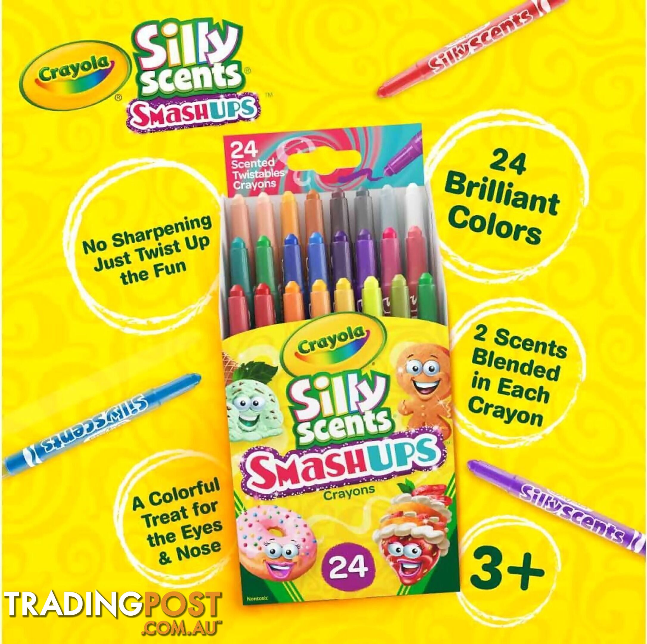 Crayola - Silly Scents Smash Ups Twistables Scented Crayons 24 Count - Bs523470 - 071662034702
