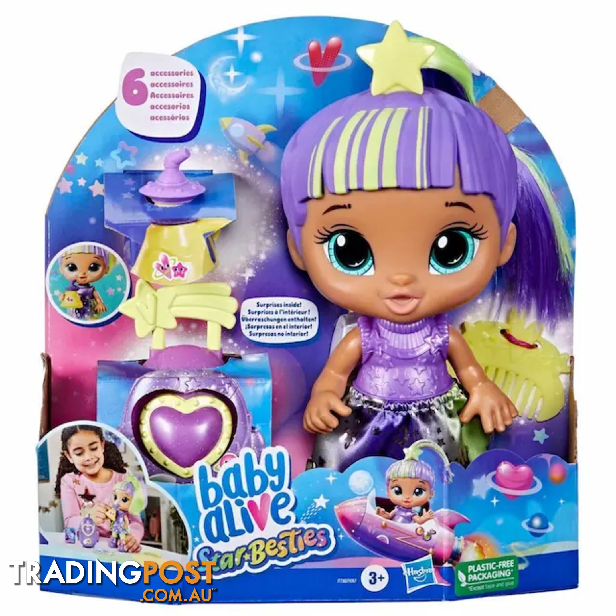 Baby Alive - Star Besties Doll Lovely Luna 8-inch Space Themed Baby Alive - Doll with Accessories - Hbf73605xoo - 5010994208721