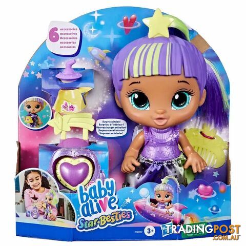 Baby Alive - Star Besties Doll Lovely Luna 8-inch Space Themed Baby Alive - Doll with Accessories - Hbf73605xoo - 5010994208721