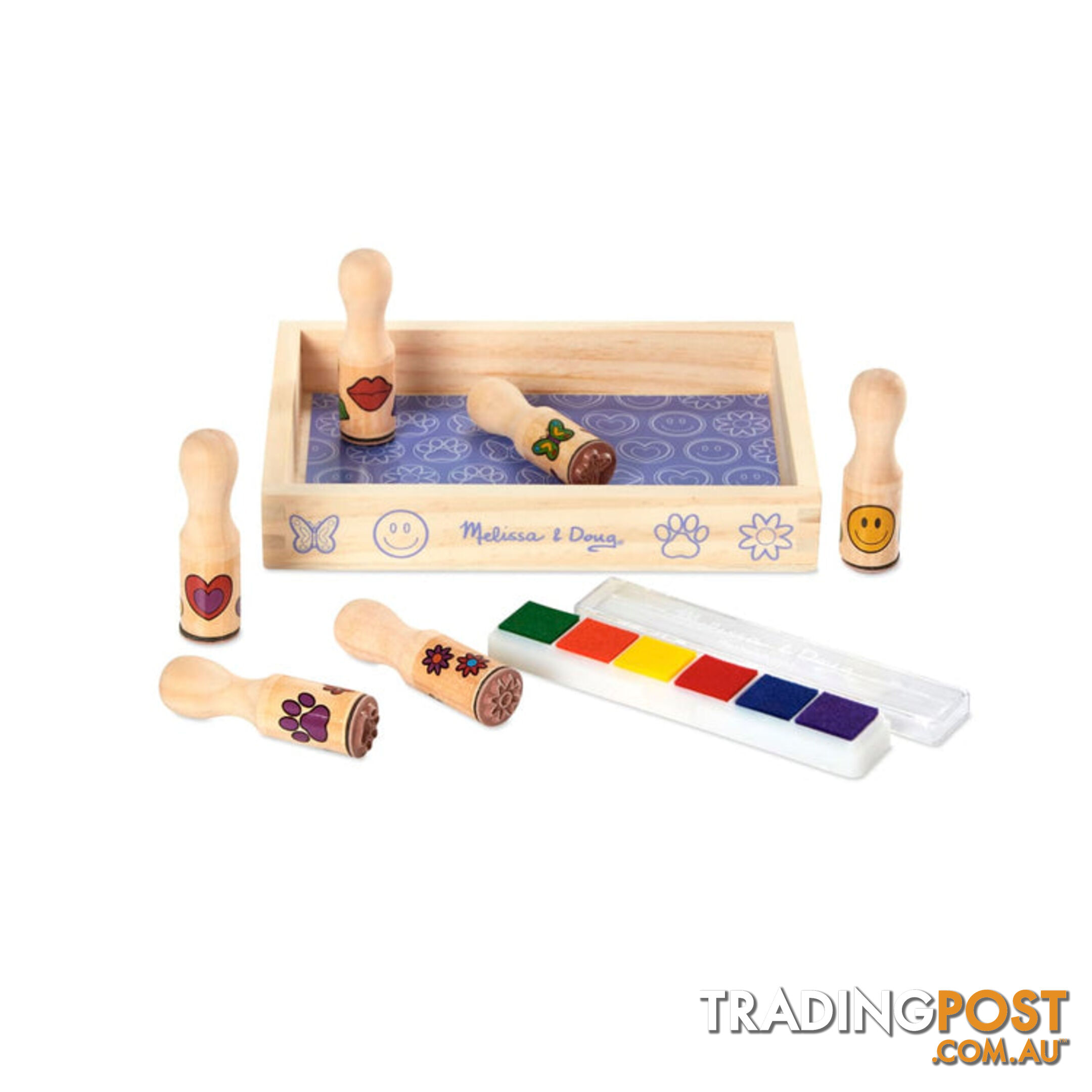 Melissa & Doug - Wooden Stamp Set - Happy Handles - Mdmnd2407 - 000772024075