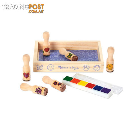 Melissa & Doug - Wooden Stamp Set - Happy Handles - Mdmnd2407 - 000772024075