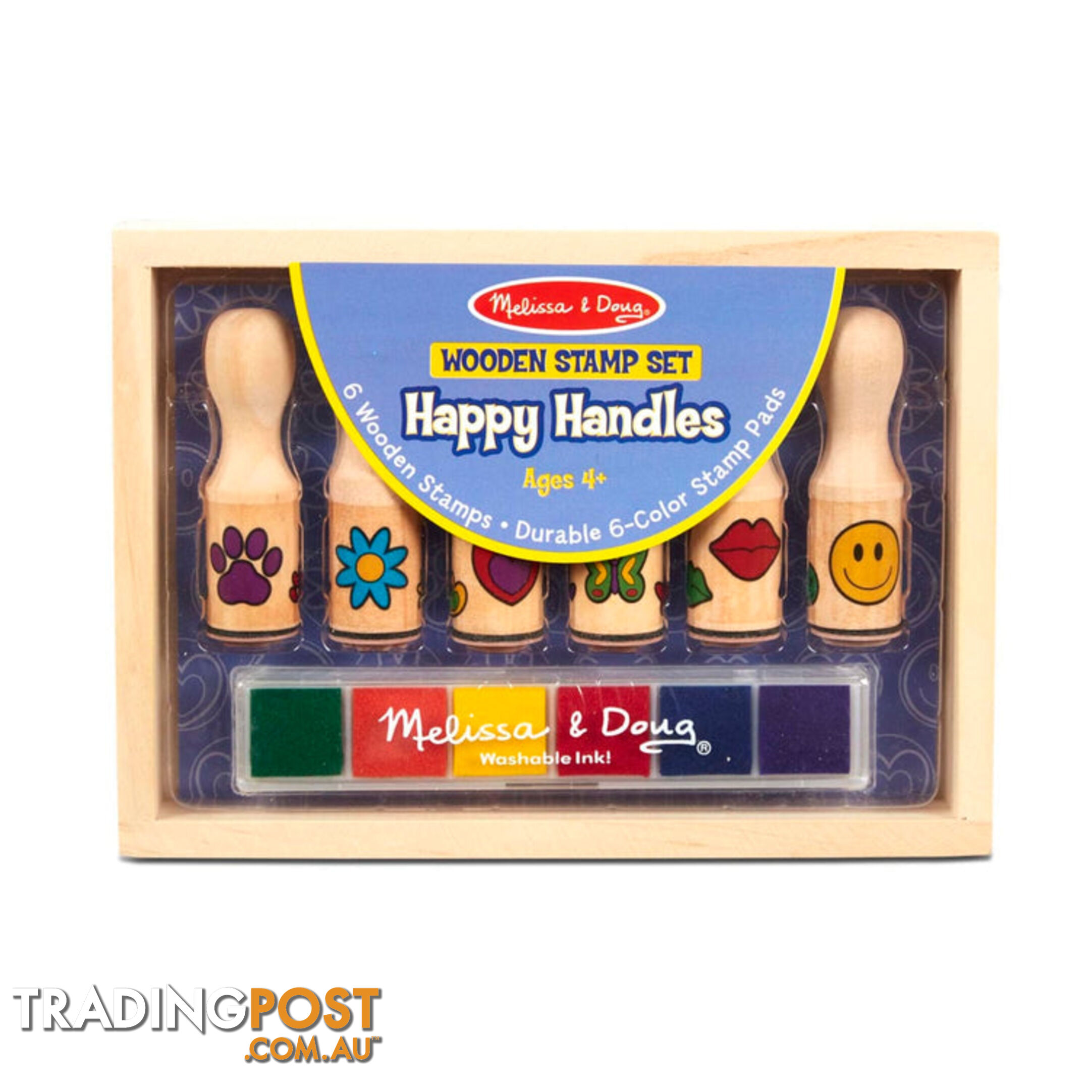 Melissa & Doug - Wooden Stamp Set - Happy Handles - Mdmnd2407 - 000772024075