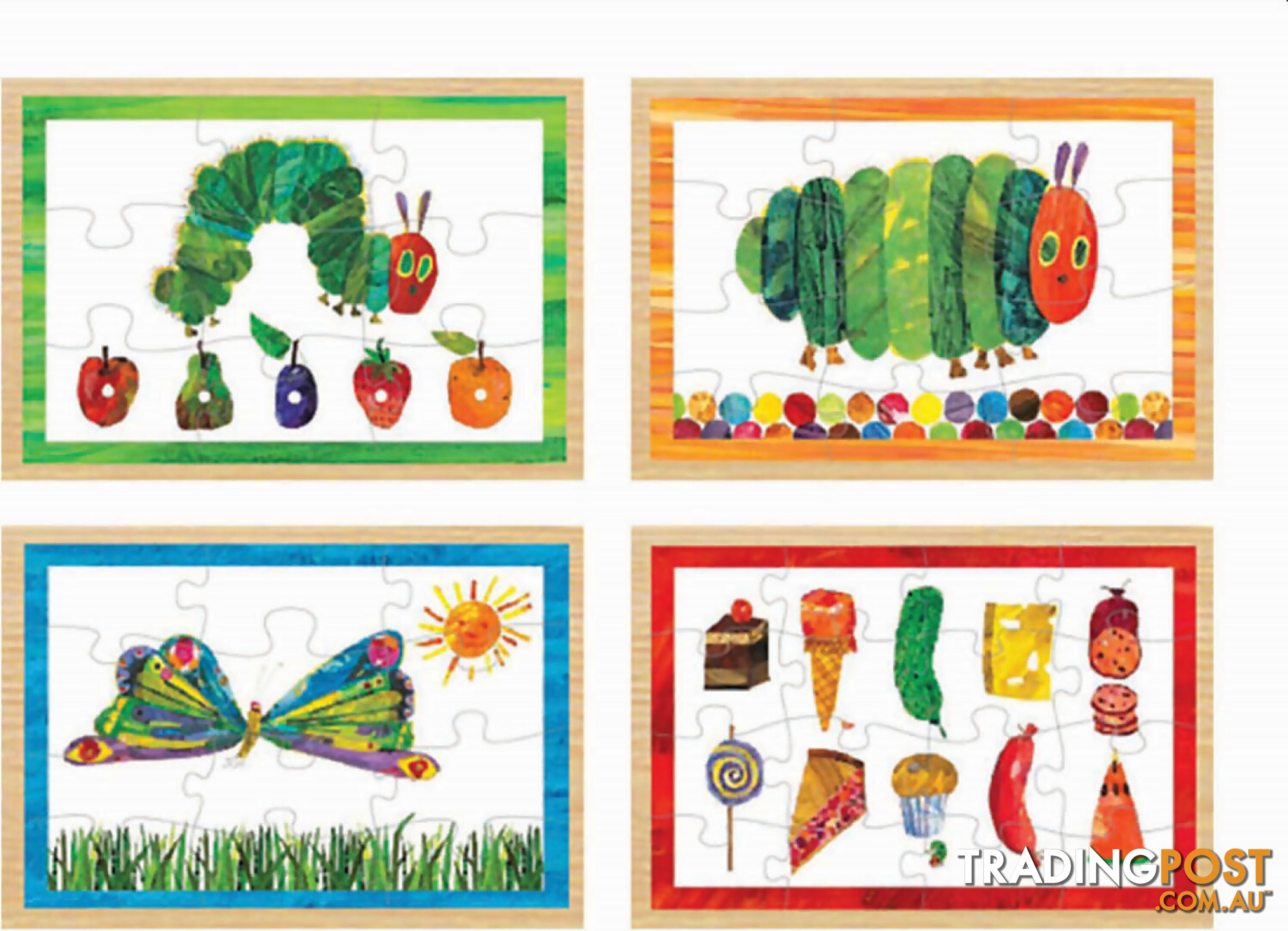 The Very Hungry Caterpillar 4 In 1 Wooden Jigsaw Puzzles - The World Of Eric Carle - Jduni30138 - 023332301386