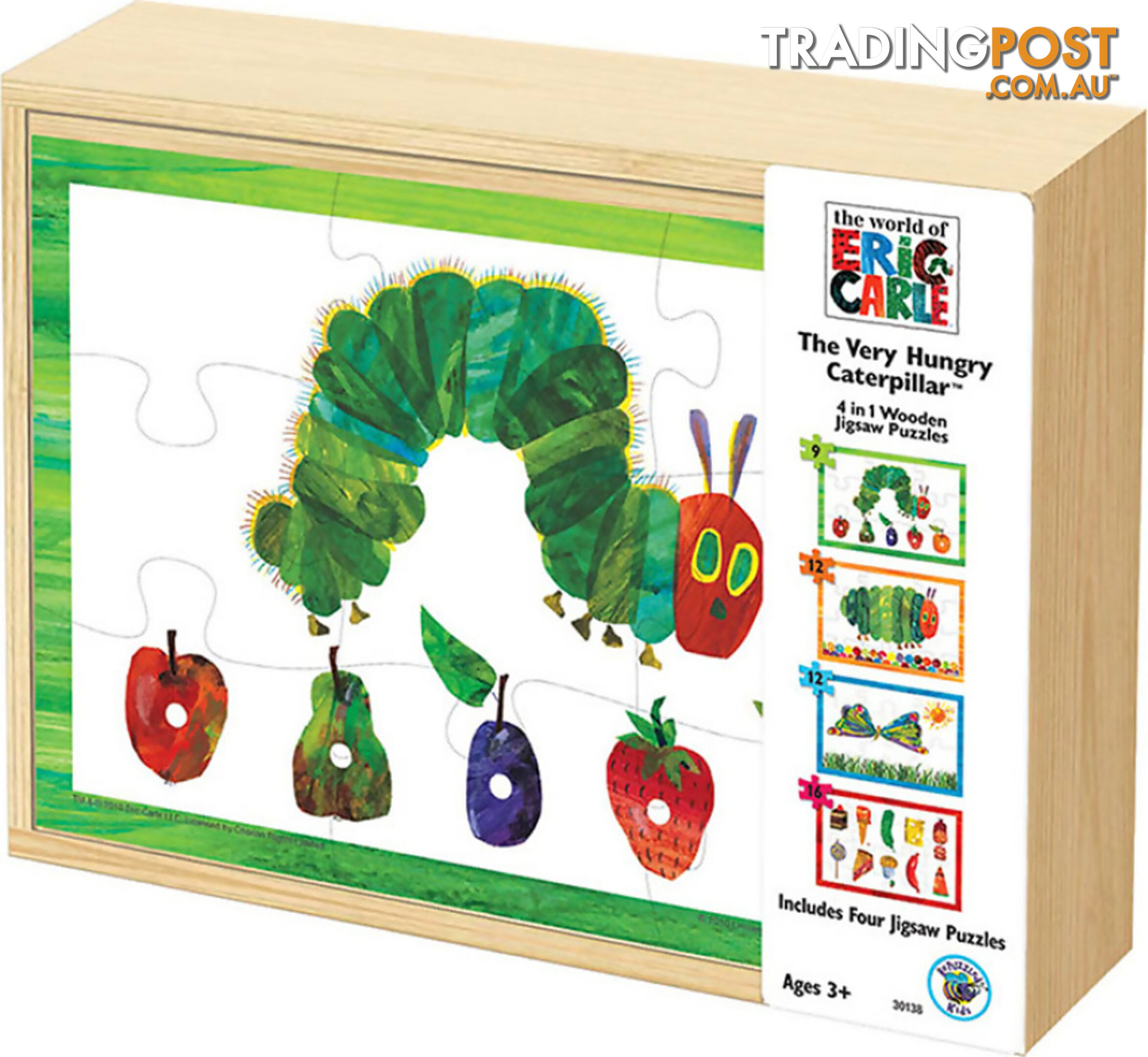 The Very Hungry Caterpillar 4 In 1 Wooden Jigsaw Puzzles - The World Of Eric Carle - Jduni30138 - 023332301386