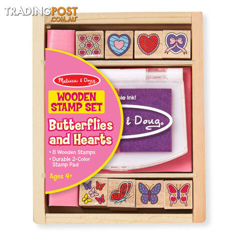 Melissa & Doug - Wooden Stamp Set - Butterflies And Hearts - Mdmnd2415 - 000772024150