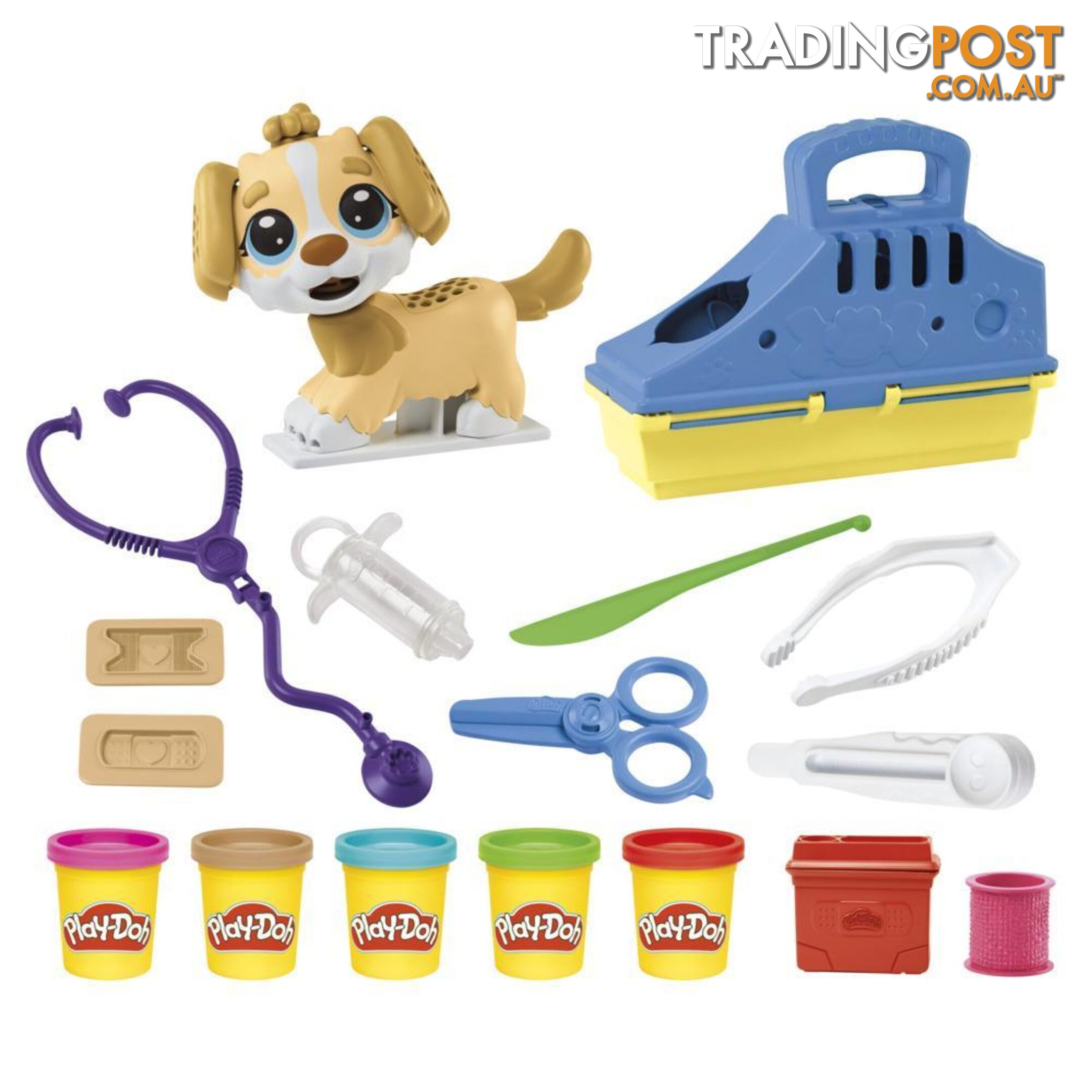 Play-doh - Care N Carry Vet Playset With Toy Dog Carrier 10 Tools 5 Colors  Hasbro F3639 - 5010993954469