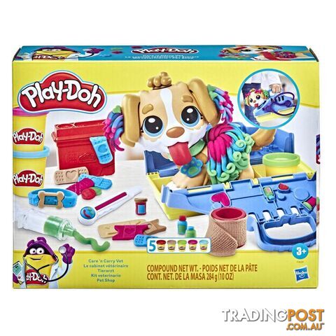 Play-doh - Care N Carry Vet Playset With Toy Dog Carrier 10 Tools 5 Colors  Hasbro F3639 - 5010993954469