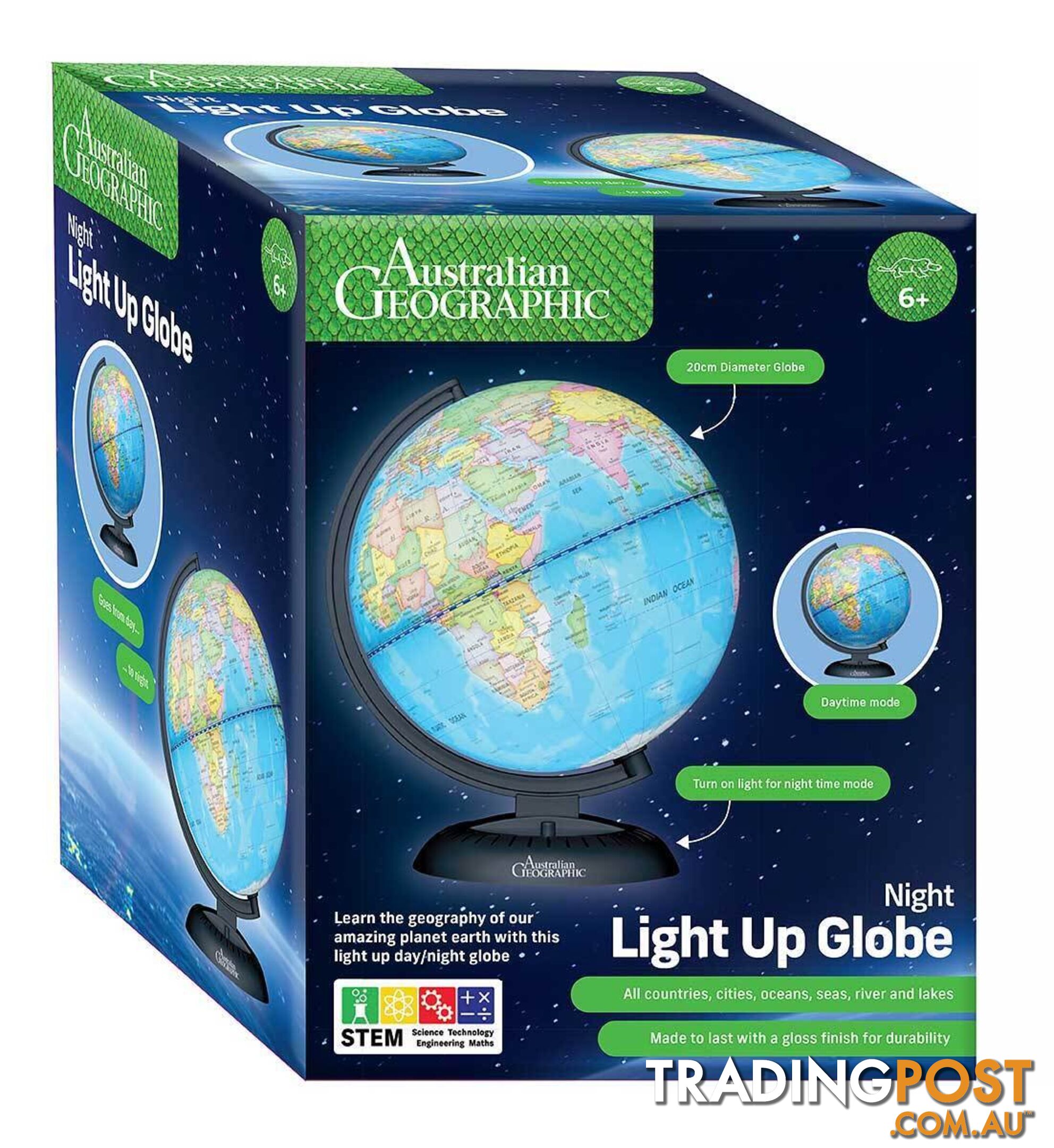 Australian Geographic - Nightlight Globe 20cm - Mdagdsgg200l - 9340816012257