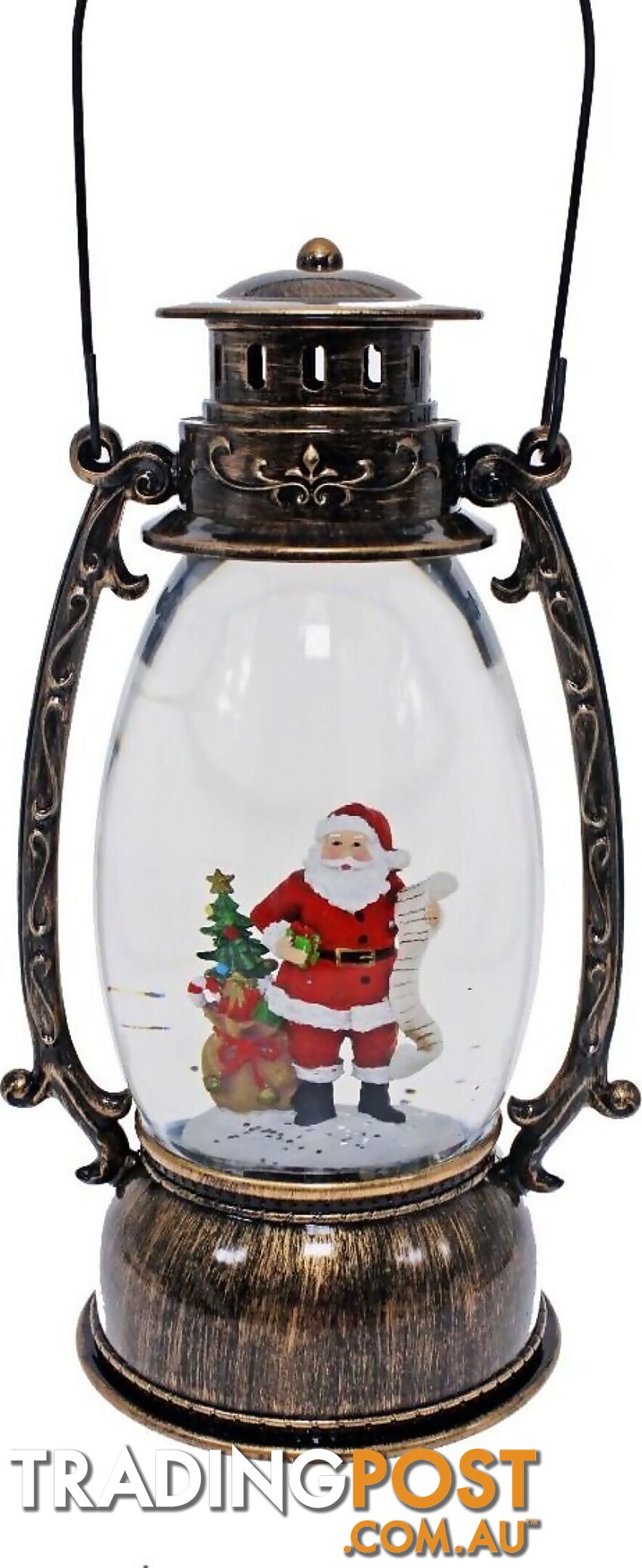 Cotton Candy - Xmas Brass Oval Lantern Santa List - Ccxac019 - 9353468011547