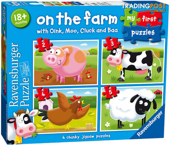 Ravensburger - On The Farm 4 X Jigsaw Puzzles 2 3 4 & 5 Pieces - Mdrb07302 - 4005556073023