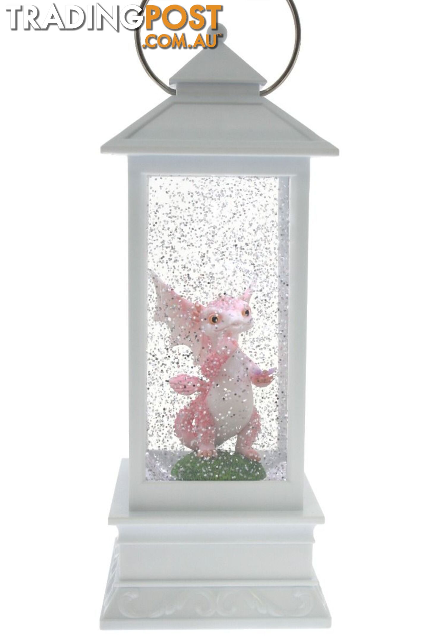 Cotton Candy -  White Glitter Lantern With Pink Dragon - Ccflnt33 - 9353468004204