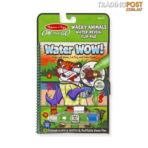 Melissa & Doug - Water Wow! - Wacky Animals Water Reveal Flip Pad - On The Go Travel Activity Mdmnd9464 - 0000772094641