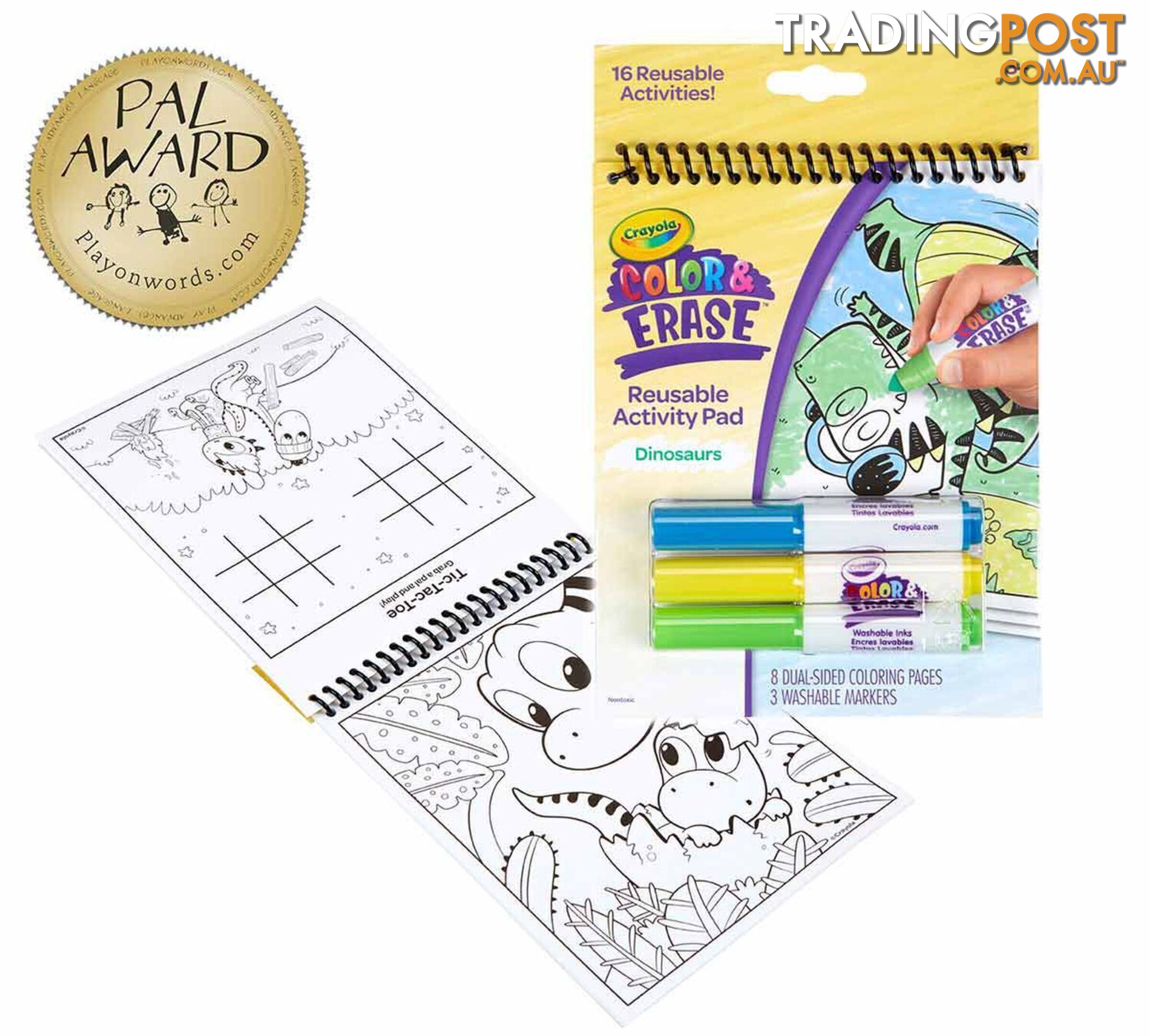 Crayola - Dinosaur Color & Erase Reusable Activity Pad With Markers - Bs811491 - 071662214913