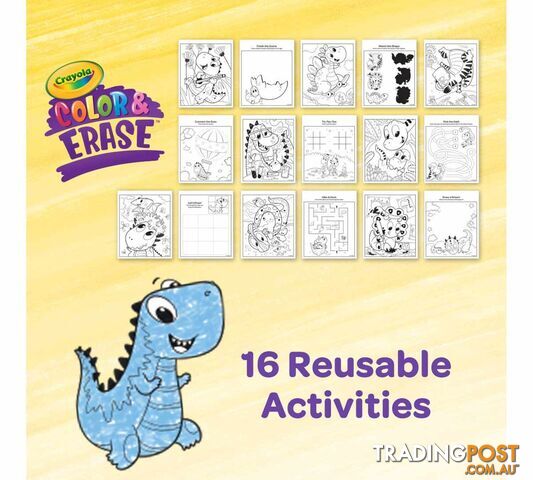 Crayola - Dinosaur Color & Erase Reusable Activity Pad With Markers - Bs811491 - 071662214913