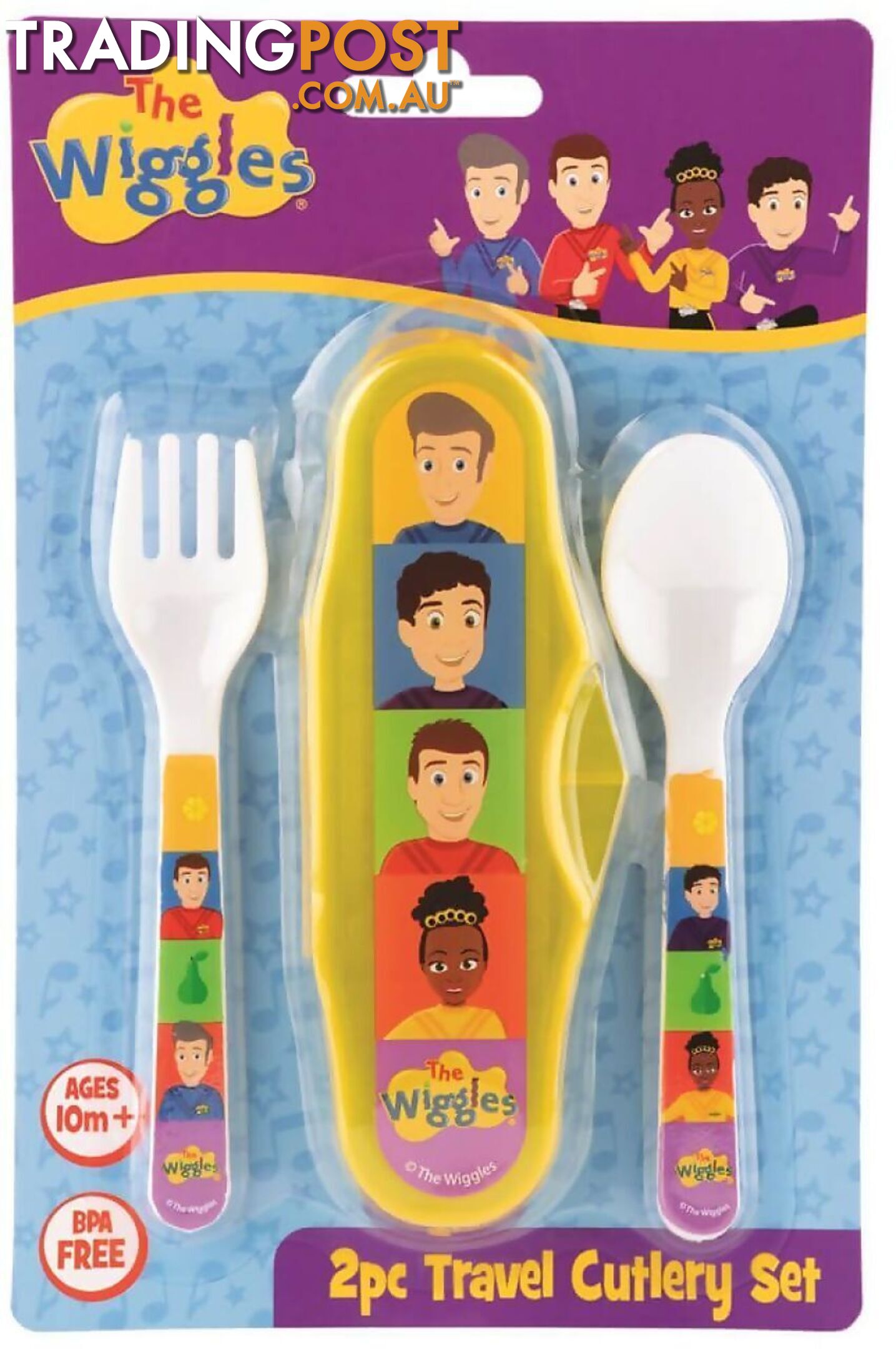 The Wiggles - 2pc Travel Cutlery Set - Fruit Salad Design - Jswig6083 - 9319057060839