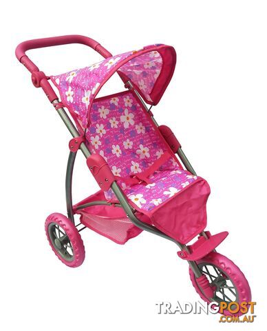 Playworld - 3 Wheel Doll Toy Stroller Hot Pink Art64742 - 9329011709698