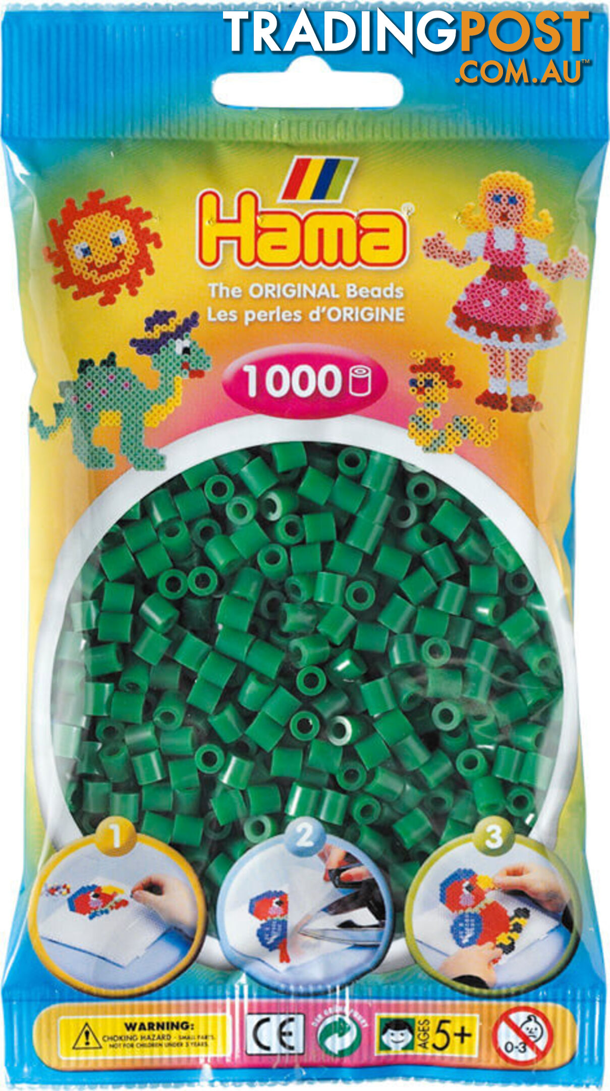Hama - Beads 1000 Pieces Bag Green - Gdhama - 20710 - 028178207106