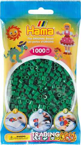 Hama - Beads 1000 Pieces Bag Green - Gdhama - 20710 - 028178207106