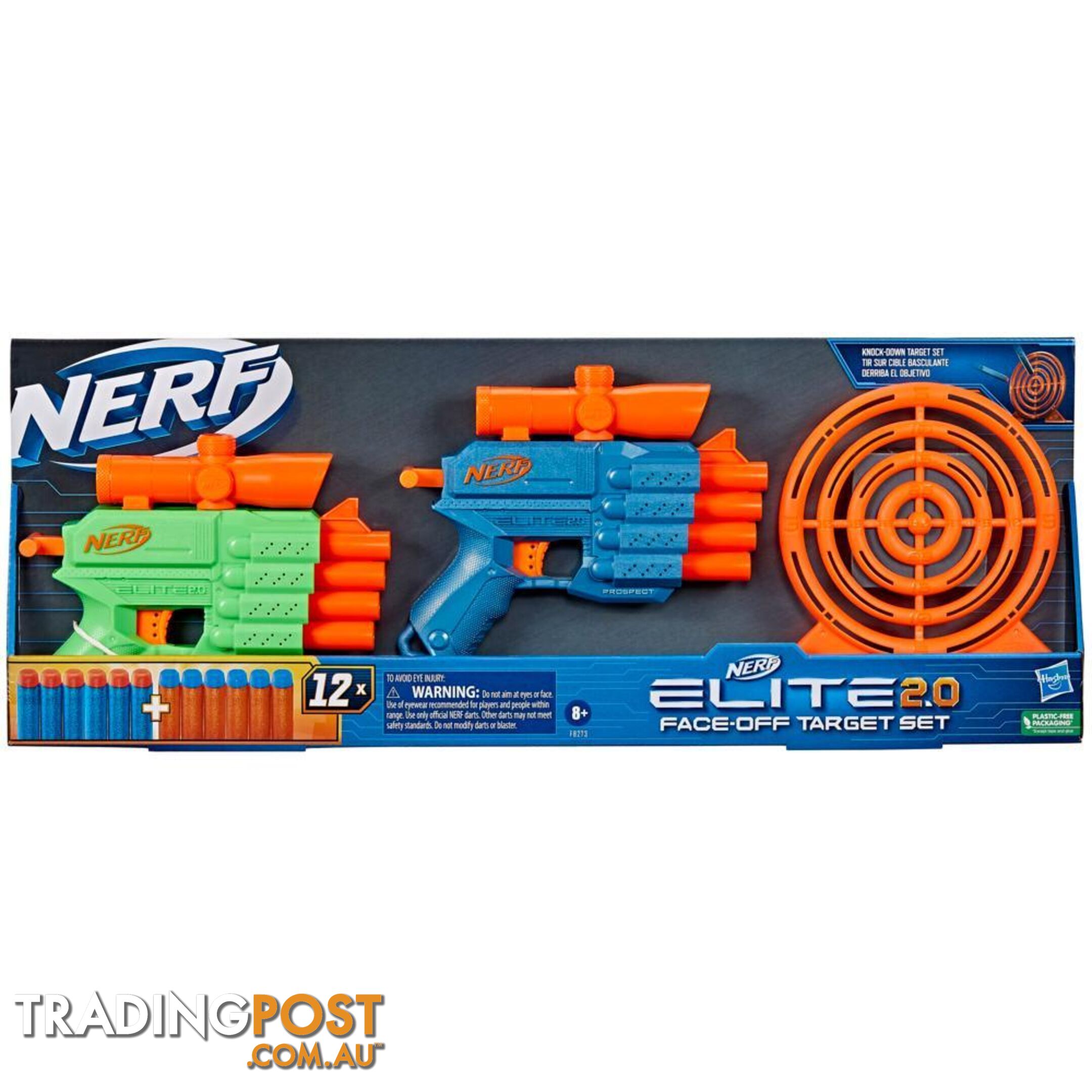 Nerf Elite 2.0 Face Off Target Set Includes 2 Toy Foam Dart Blasters & Target & 12 Nerf Elite Darts - Hbf82732210 - 195166217987