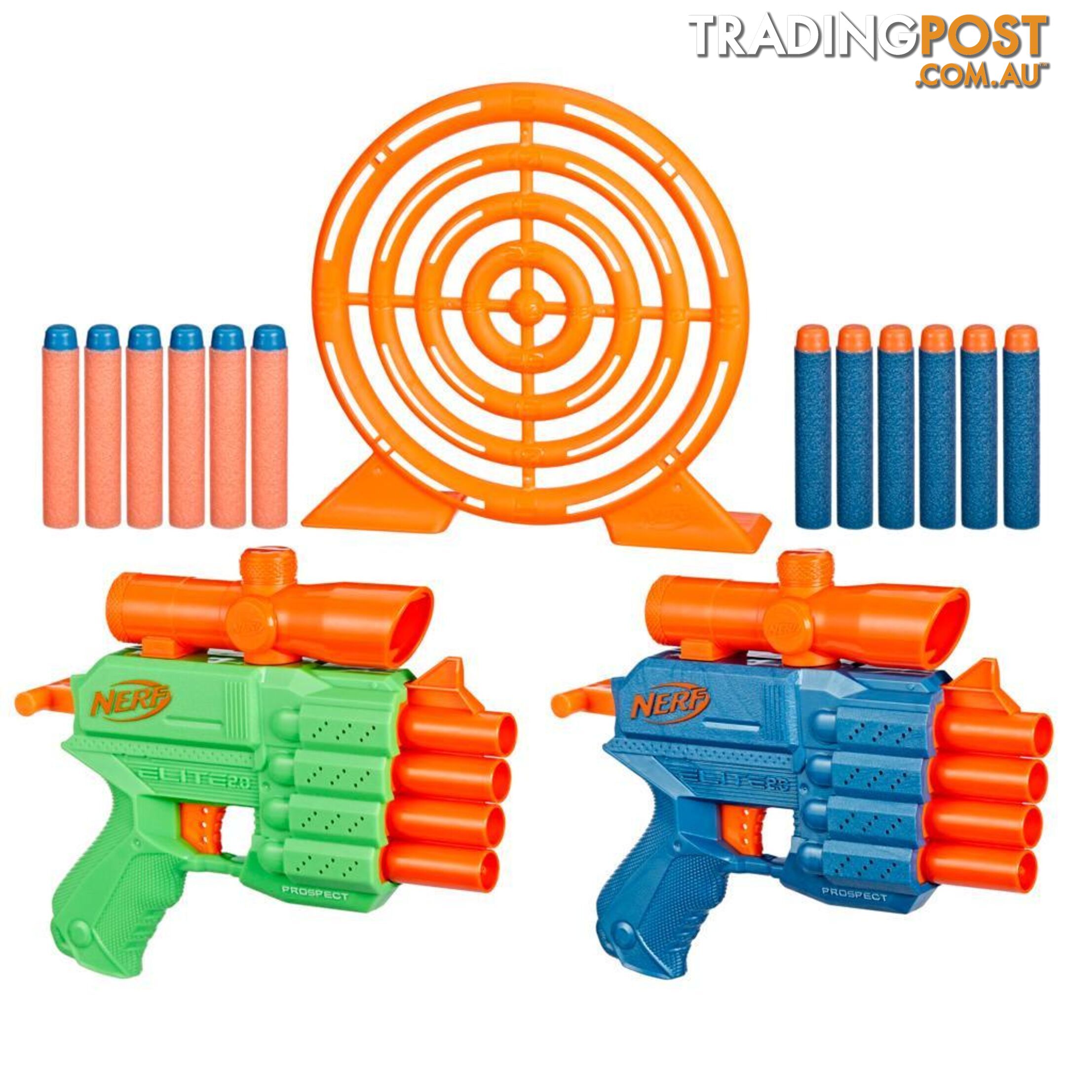 Nerf Elite 2.0 Face Off Target Set Includes 2 Toy Foam Dart Blasters & Target & 12 Nerf Elite Darts - Hbf82732210 - 195166217987