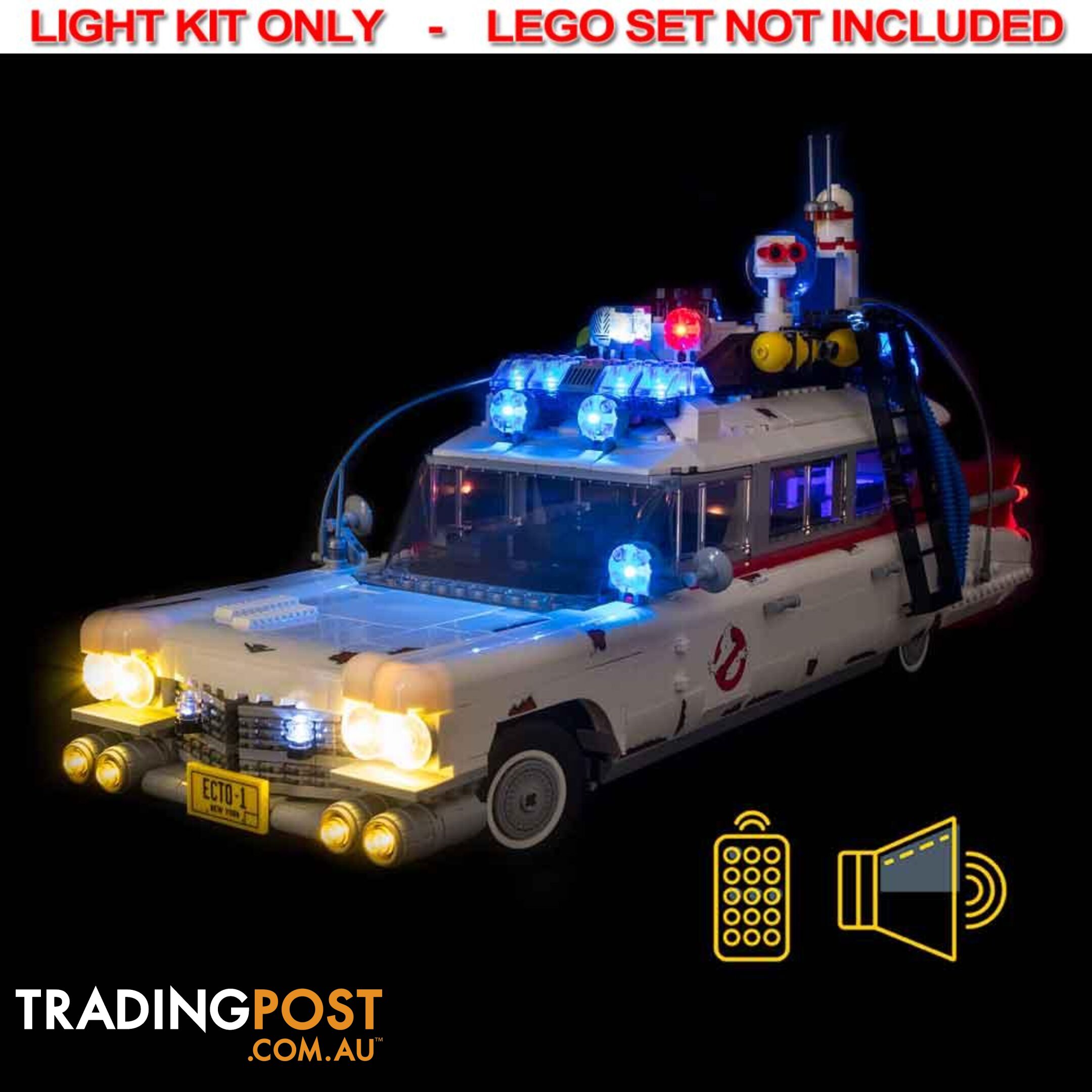 LIGHT KIT for LEGO Ghostbusters Ecto-1 10274 Light &amp; Sound &amp; Remote Control Kit - Light My Bricks - 744109767104