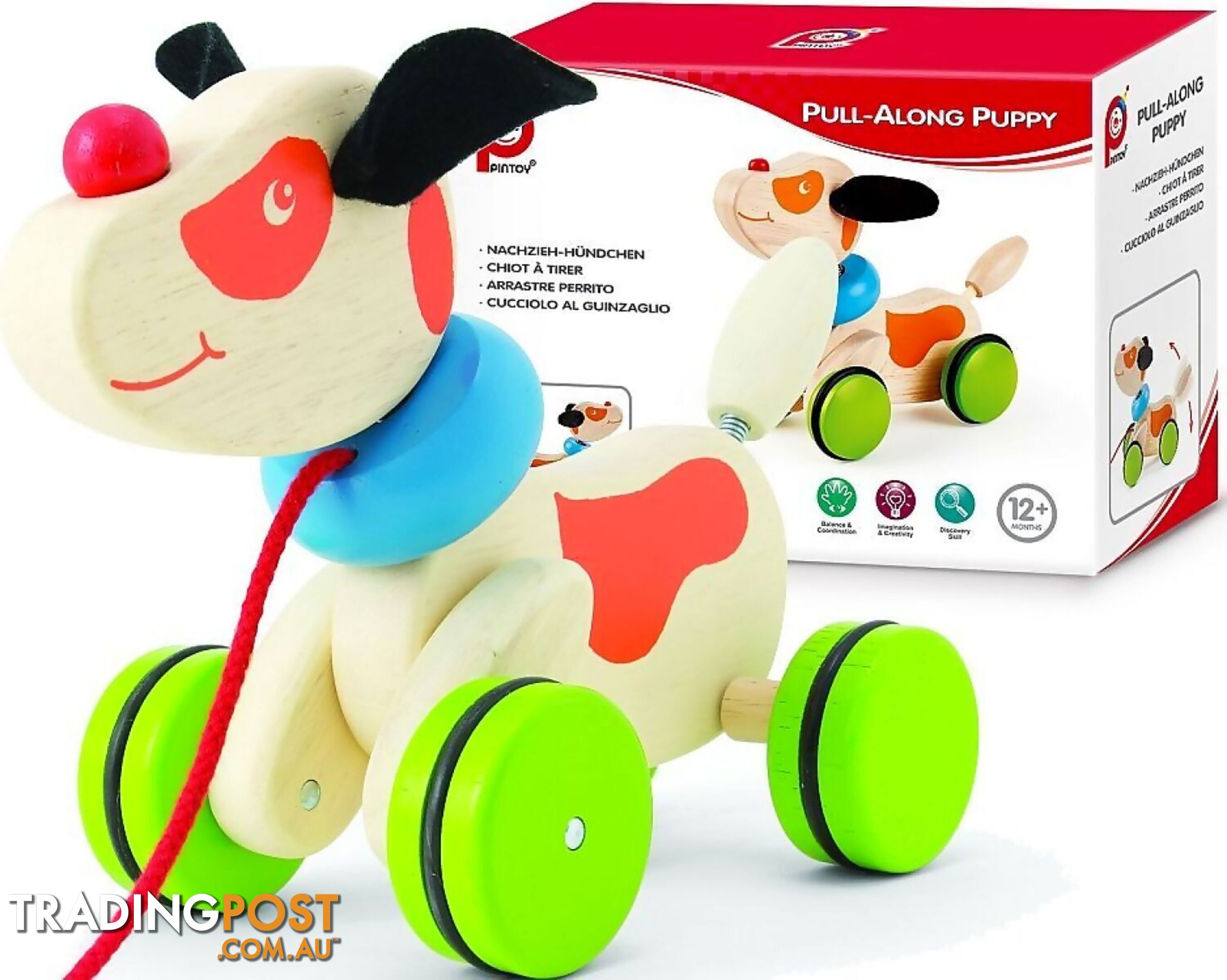 Pull Along Puppy - Pintoy Wooden Toys - Jdpin028111 - 6943478028111