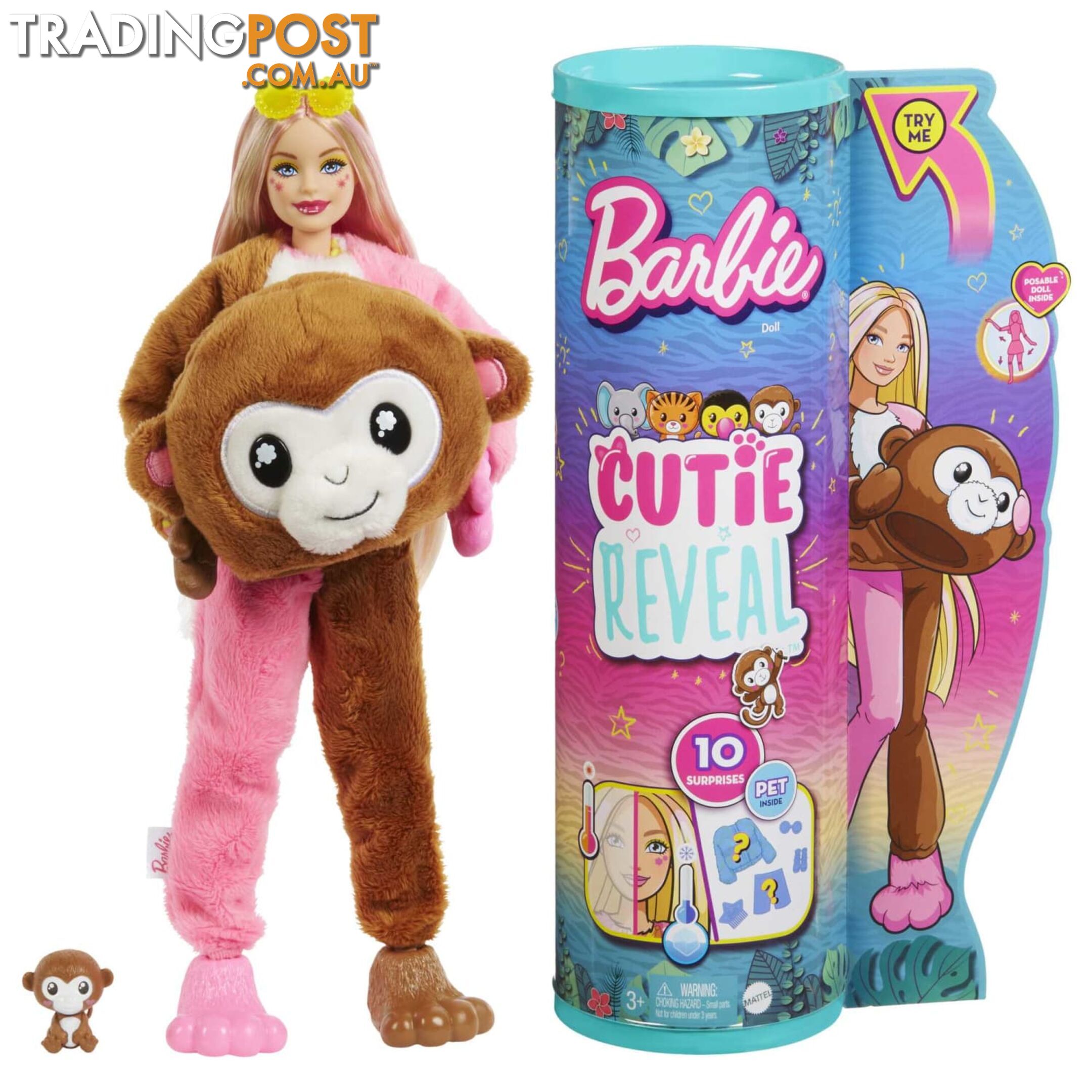 Barbie Cutie Reveal Chelsea Doll And Accessories Jungle Series Monkey-themed Small Doll Set- Mahkr01 - 194735106646