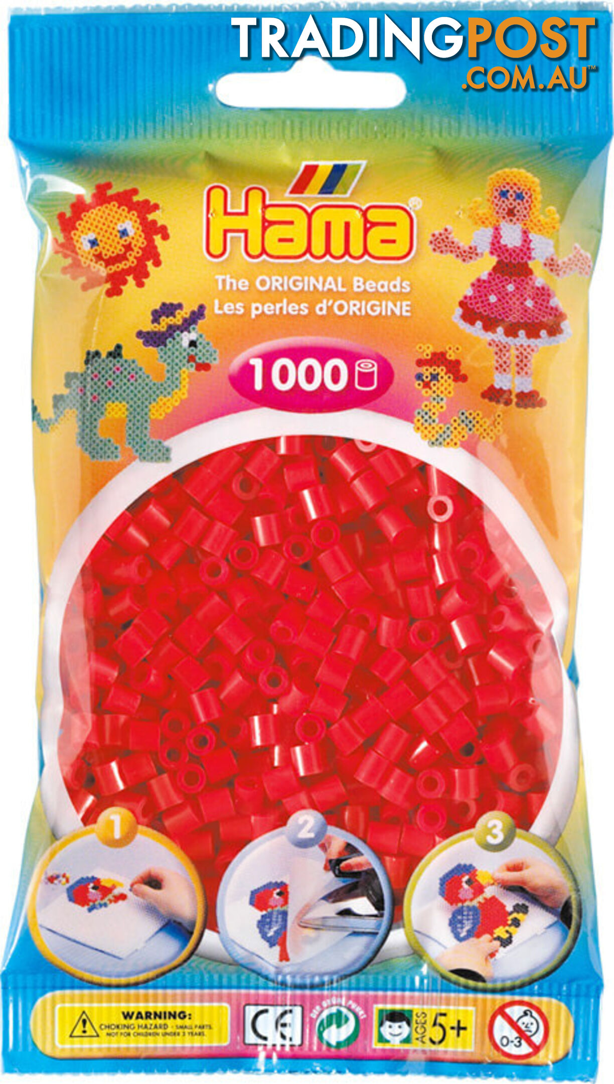 Hama - Beads 1000 Pieces Bag Red - Gdhama - 20705 - 028178207052