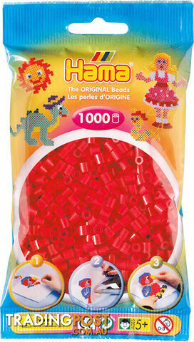 Hama - Beads 1000 Pieces Bag Red - Gdhama - 20705 - 028178207052
